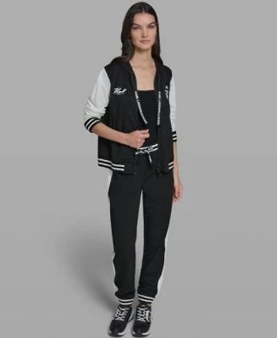 Karl Lagerfeld Paris Womens Karl Choupette Zip Hooded Jacket Color Blocked Pull On Joggers