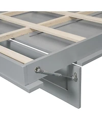 Streamdale Furniture Queen Size Murphy Bed Wall Bed with Shelves, Wardrobe and Led Lights,Gray