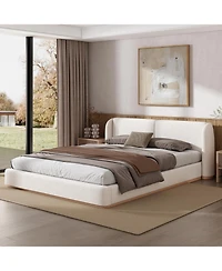 Streamdale Furniture Boucle Wingback Bed Frame, Solid Wood Base