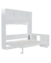 Streamdale Furniture Queen Murphy Bed with Desk & Storage - White