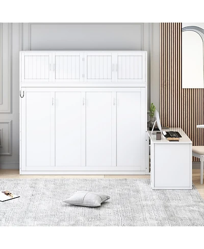 Streamdale Furniture Queen Murphy Bed with Desk & Storage - White