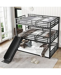 Streamdale Furniture Triple Bunk Bed with Slide, Metal, Heavy-Duty