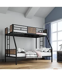 Streamdale Furniture Streamdale Twin Over Full Metal Bunk Bed with Safety Rails & 2 Ladders