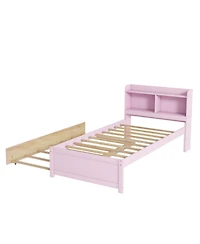 Streamdale Furniture Twin Wood Trundle & Bookcase Bed