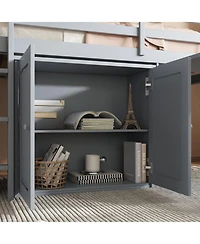 Streamdale Furniture Twin Loft Bed with Desk & Storage - Grey