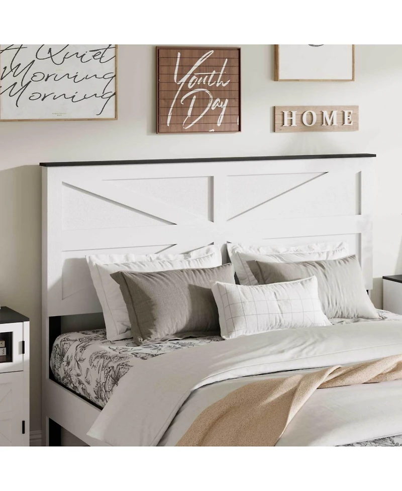 Streamdale Furniture Queen White Wood Platform Bed Frame, Headboard, Under Bed Storage