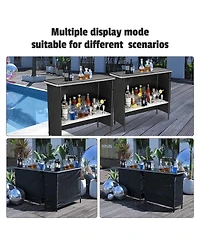 InstaHibit Ez Go 2 Pcs Portable Bar Table Shimmer Decor with Carry Bag Black Skirt for Wedding Camping Tradeshow Party