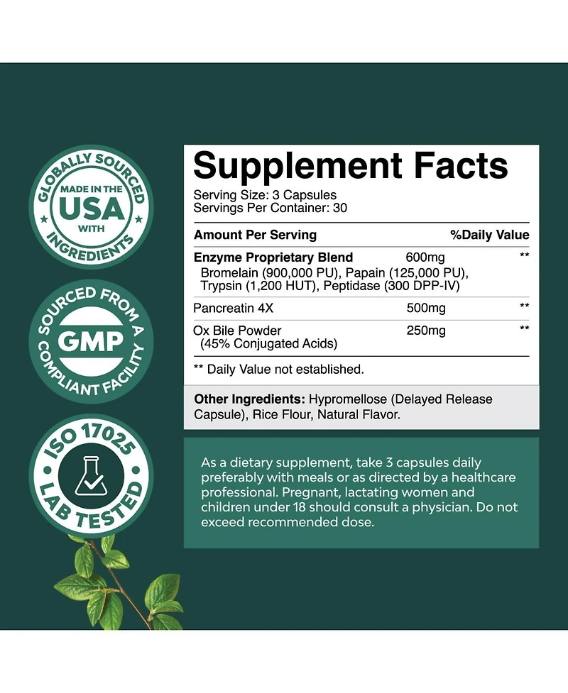 Nature's Craft Ox Bile Complex Capsules, 90ct