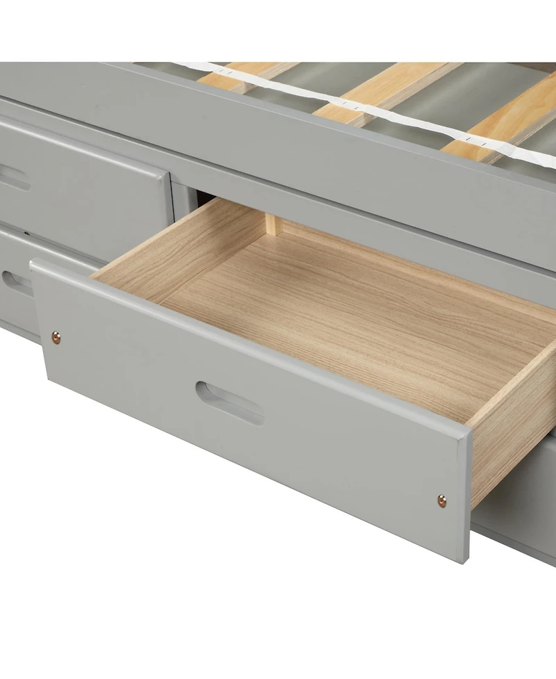 Streamdale Furniture Twin Size Platform Storage Bed Solid Wood Bed With 6 Drawers