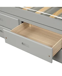 Streamdale Furniture Twin Size Platform Storage Bed Solid Wood Bed With 6 Drawers