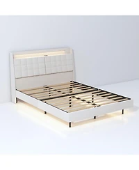 Streamdale Furniture King Floating Bed Frame with Led and Charger