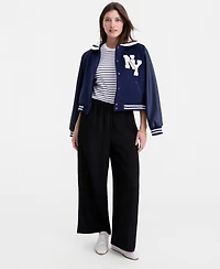 On 34th Women's Crinkle Satin Wide-Leg Pull-On Pants, Regular & Short, Macy's Exclusive