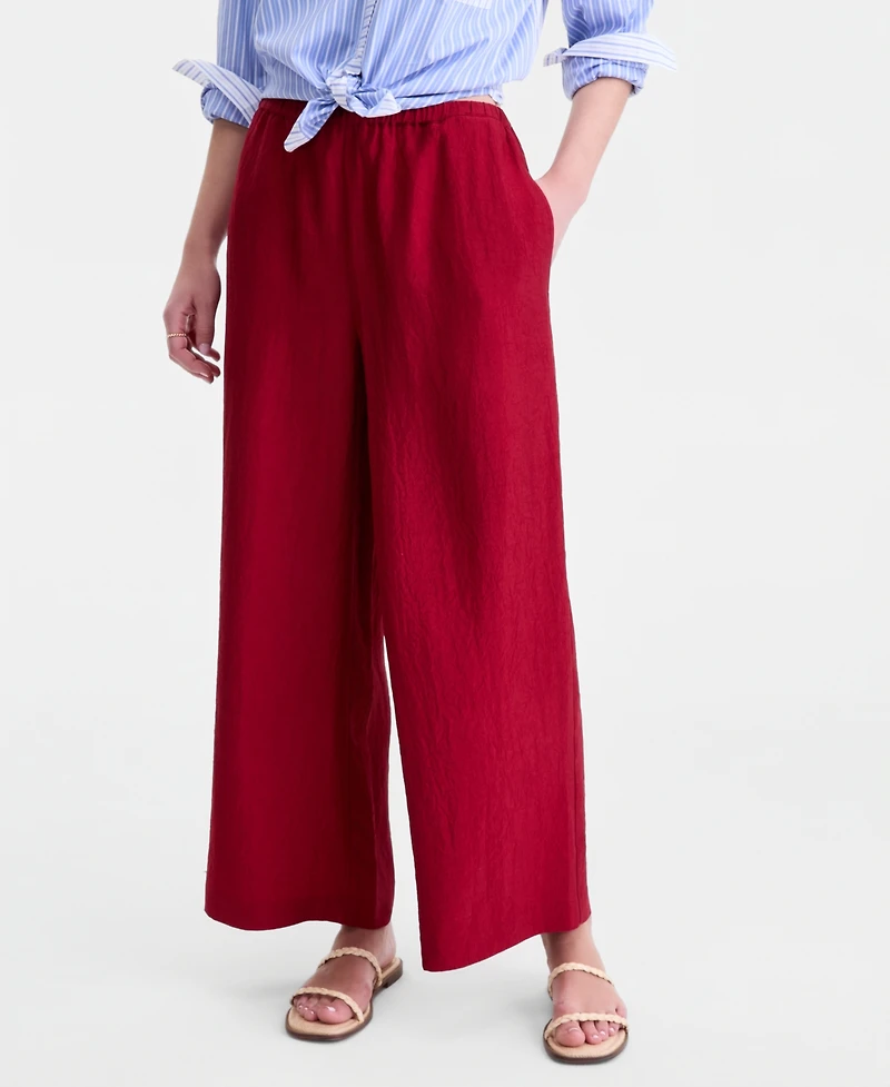 On 34th Women's Crinkle Satin Wide-Leg Pull-On Pants, Regular & Short, Macy's Exclusive
