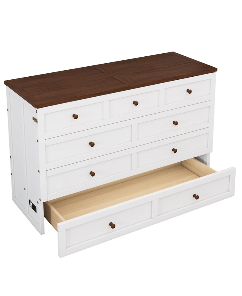 Streamdale Furniture Streamdale Solid Pine Murphy Bed Chest with Storage, Charging