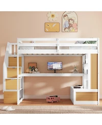 Streamdale Furniture Full Loft Bed with Desk and Storage
