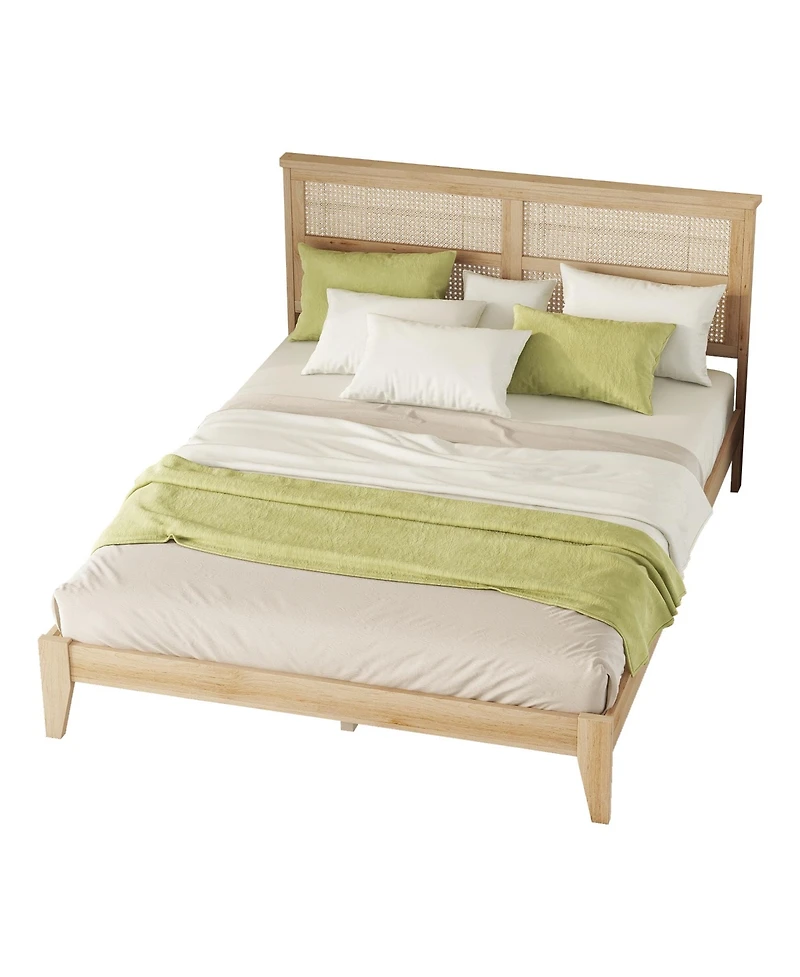 Streamdale Furniture Queen Rattan Headboard Wooden Bed