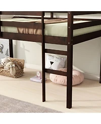 Streamdale Furniture Wooden Twin Loft Bed with Ladder and Strengthened Slats