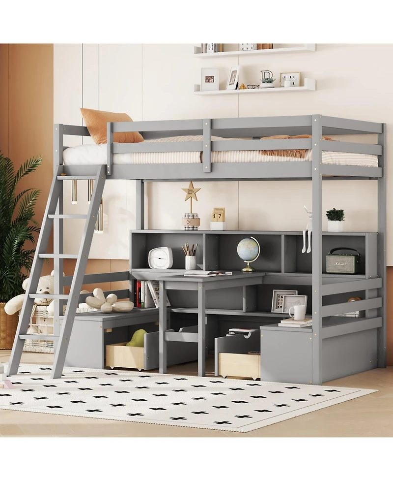 Streamdale Furniture Twin Loft Bed with Storage & Desk