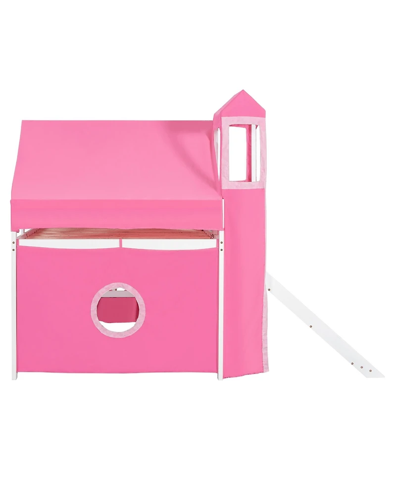 Streamdale Furniture Full Size Loft Bed with Tent and Tower