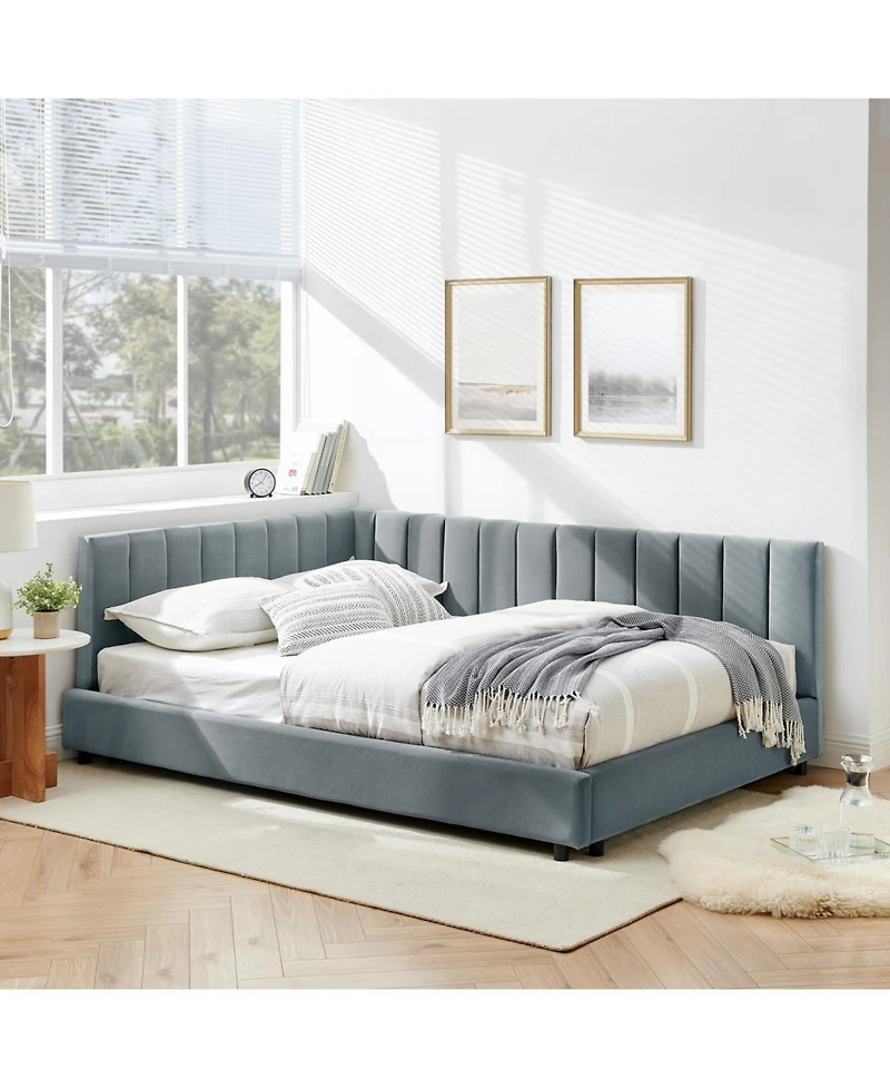 Streamdale Furniture Tufted Upholstered Full Bed Frame - Velvet Gray
