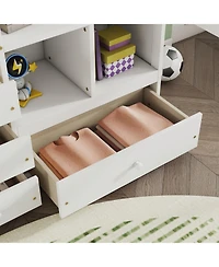 Streamdale Furniture Loft Bed with Desk, Shelves, Drawers & Guardrails