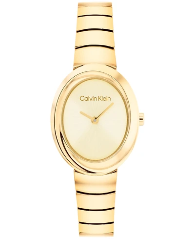 Calvin Klein Women's Twisted Bezel Gold Tone Stainless Steel Bracelet Watch, 24mm