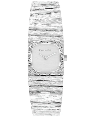 Calvin Klein Women's Sophisticated Square Silver Tone Stainless Steel Bracelet Watch, 20mm
