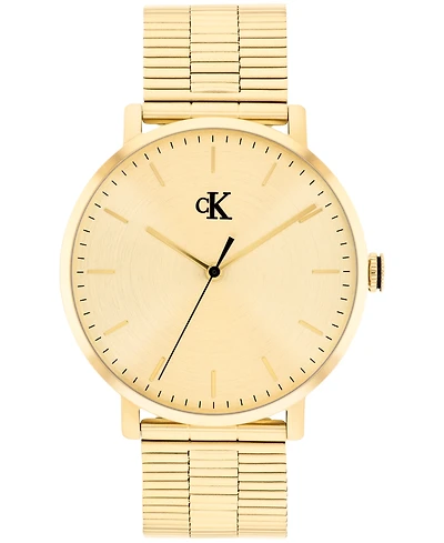 Calvin Klein Men's Real Gold Tone Stainless Steel Mesh Bracelet Watch, 42mm