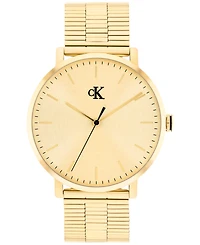 Calvin Klein Men's Real Gold Tone Stainless Steel Mesh Bracelet Watch, 42mm