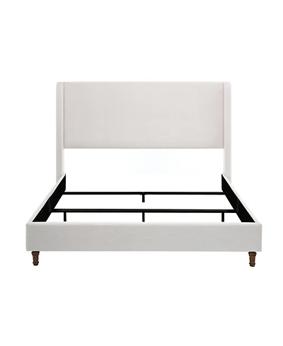 Streamdale Hayden Wingback Upholstered King Bed (54" Headboard) / Textured Ivory Canvas