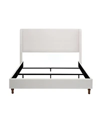 Streamdale Hayden Wingback Upholstered King Bed (54" Headboard) / Textured Ivory Canvas