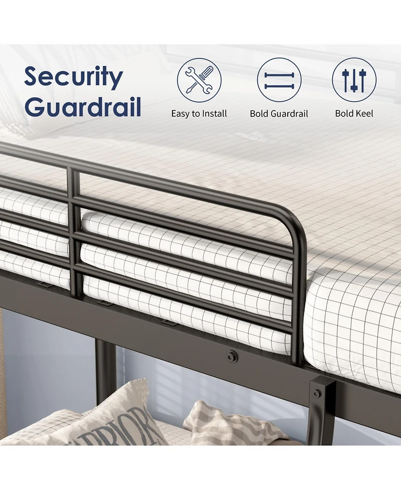 Streamdale Furniture Metal Bunk Bed, Twin Over Twin Size