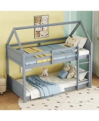 Streamdale Furniture Twin-over-Twin Bunk Bed with Headboards, Guardrails, Ladder