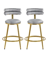 Streamdale Furniture Modern Dark Gray Velvet Counter Stools (Set of 2