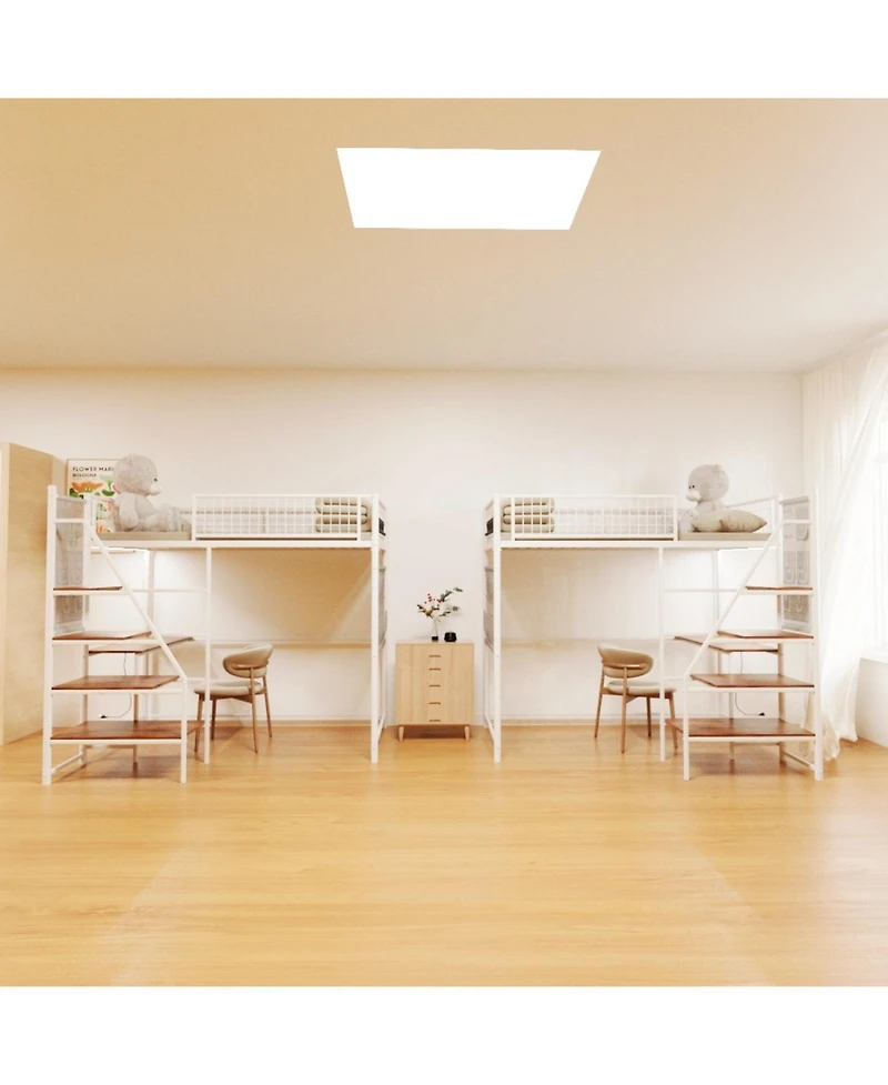 Streamdale Furniture Twin sized loft metal bed with for bedroom and dormitory