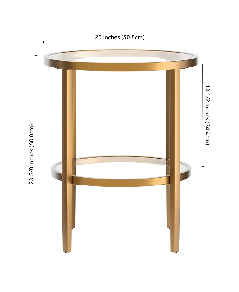 Hudson & Canal Hera 20" Wide Round Side Table with Glass Shelf