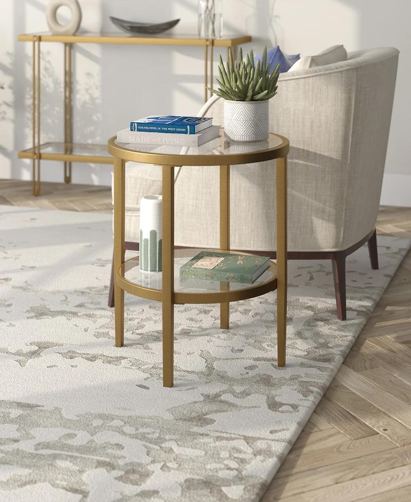 Hudson & Canal Hera 20" Wide Round Side Table with Glass Shelf