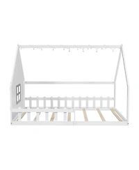 Streamdale Furniture Full Wood House Bed with Window and Fence.