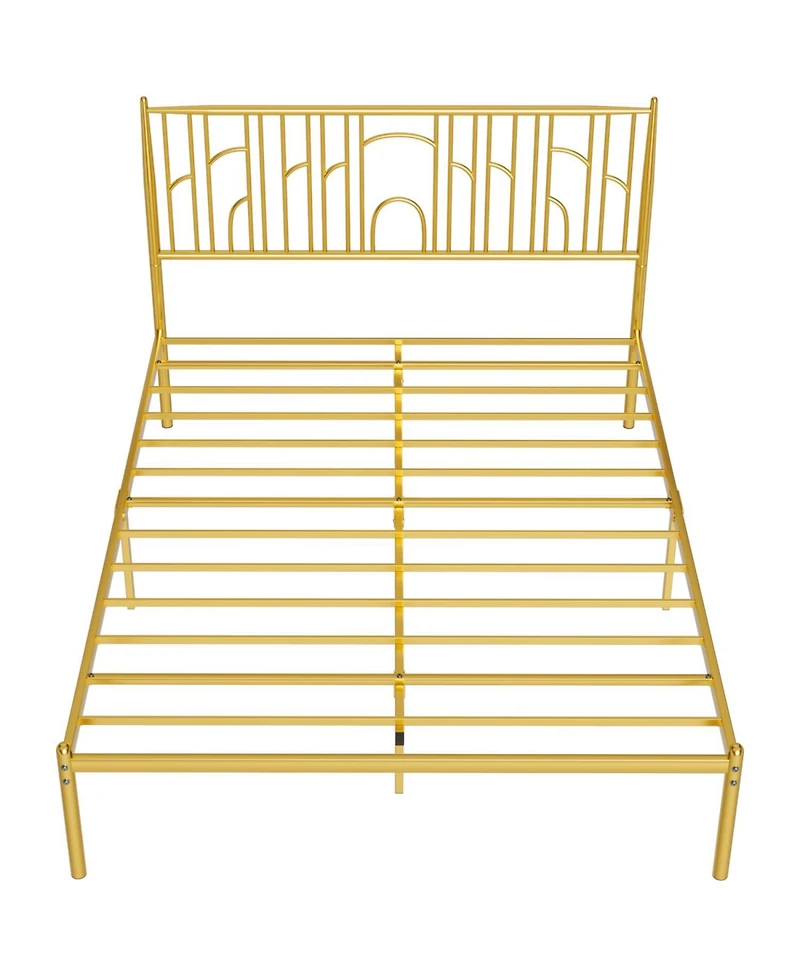 Streamdale Furniture Metal Steel Platform Bed Frame with Iron-art Headboard (Queen Size)