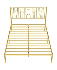 Streamdale Furniture Metal Steel Platform Bed Frame with Iron-art Headboard (Queen Size)