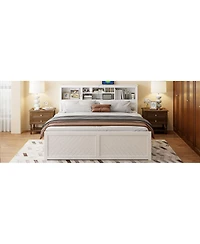 Streamdale Furniture Wood Platform Bed with Multi-storage Headboard, Usb and Drawers