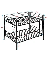 Streamdale Furniture Full Over Full with trundle Metal Bunk Bed, No Box Spring Needed, Easy Assemble