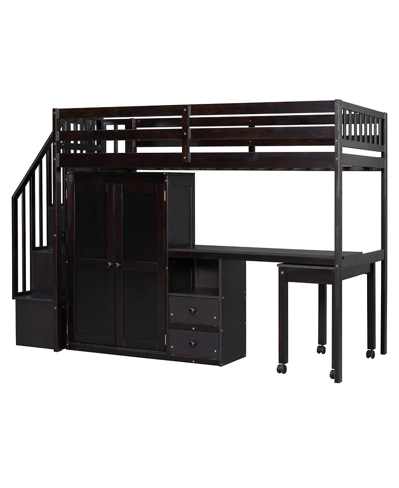 Streamdale Furniture Twin Loft Bed with Stairs & Storage