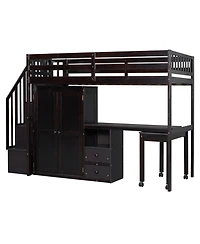 Streamdale Furniture Twin Loft Bed with Stairs & Storage