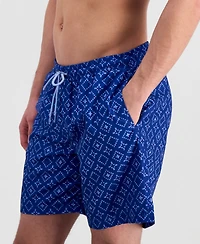 Club Room Men's Rustic Geo 7" Swim Trunks, Macy's Exclusive
