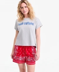 On 34th Women's Bon Voyage Denim Applique Cuffed T-Shirt, Macy's Exclusive