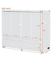 Streamdale Furniture Full Murphy Bed with Usb Port and a Large Drawer