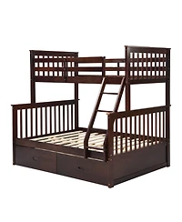 Streamdale Furniture Twin Over Full Bunk Bed with Storage - Espresso
