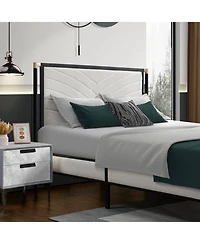Streamdale Furniture Queen Bed with Boucle fabric Headboard Frame