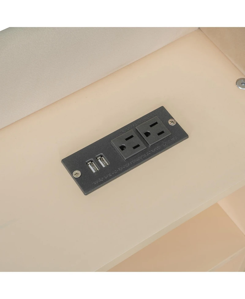 Streamdale Furniture Twin Upholstered Daybed with Trundle Storage Shelves Usb & Outlet